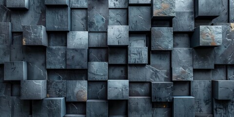A wall of gray and black cubes