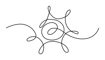 Illustration of the sun, continuous line. Rest. Vacation. Vector.