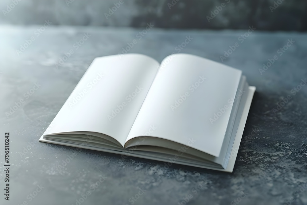 Poster creating a custom design mockup of a blank brochure against a grey background. concept design mockup