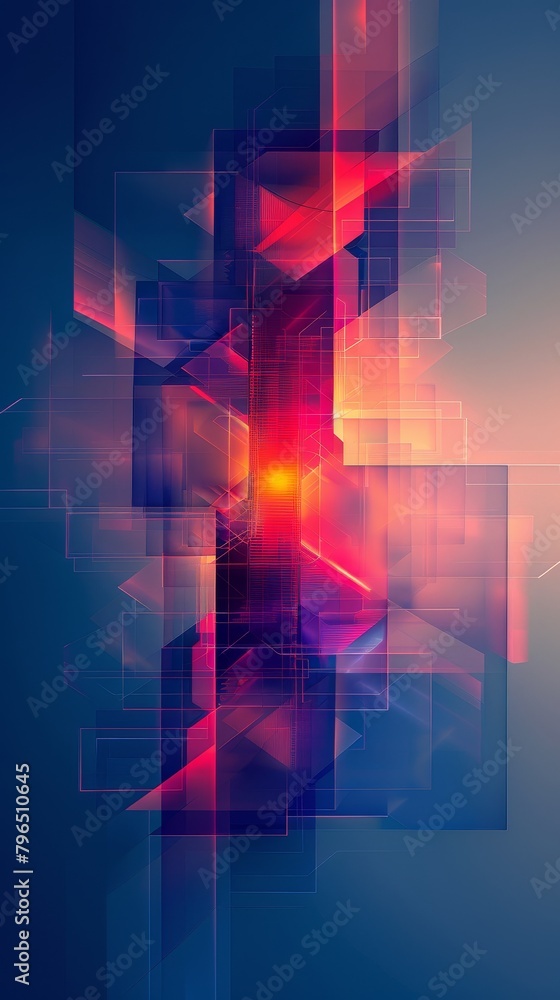 Aufkleber a colorful abstract image with a red and blue line that is curved