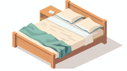 Fototapeta na wymiar Vector bed for one person in isometric with a pillow