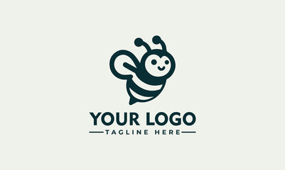 simple bee vector logo design Honey bee line art logo icon mascout design template