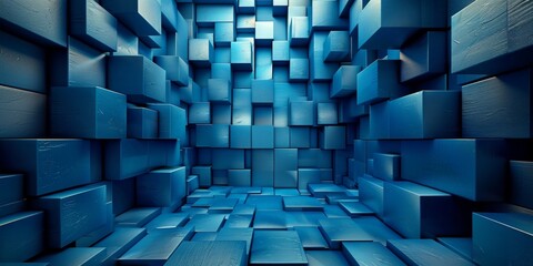 A blue room with blue blocks