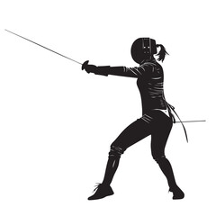 Vector silhouette of a fencing sports person. Flat cutout icon