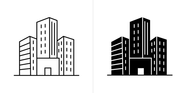 Real Estate editable stroke and solid web icon set. Vector illustration