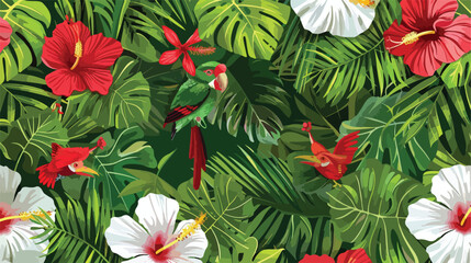 Obraz na płótnie Canvas Vector seamless pattern Exotic wallpaper of tropical
