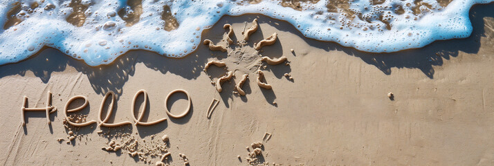 Hello Summer background, Travel and summer beach holiday for banner and greeting card template purposes