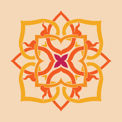 Flower seamless pattern orange tone and light orange background set 6 number 10