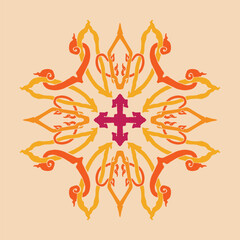 Flower seamless pattern orange tone and light orange background set 6 number 14