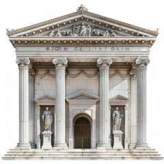 Obraz premium Classical Greek Temple Facade with Statues. Generative ai