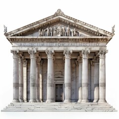 Obraz premium Classical Greek Temple Facade with Statues. Generative ai