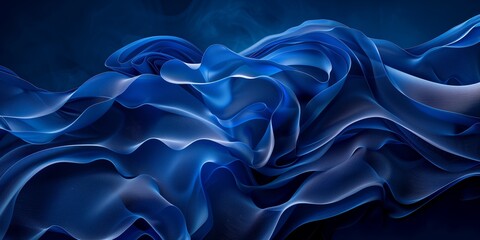 Abstract Blue Waves Background, Perfect for Tech and Design Use, Dark Blue Fluid Shapes with Luminous Highlights for Artistic Wallpaper
