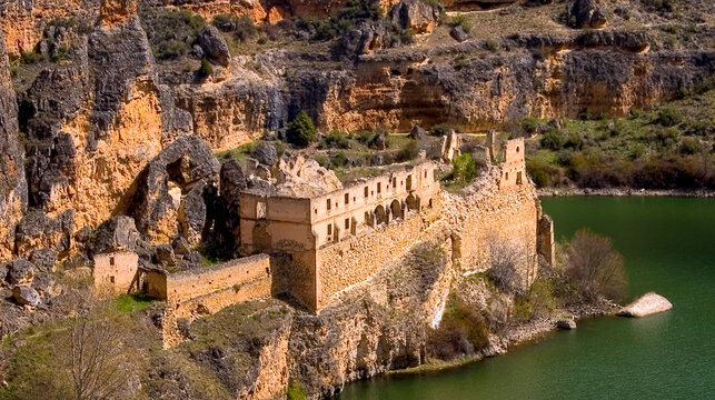 Convent of Nuestra Señora de los Ángeles de la Hoz, 13th Century Monastery Ruins, Hoces del Duratón Natural Park, Segovia, Castile Leon, Spain, Europe,