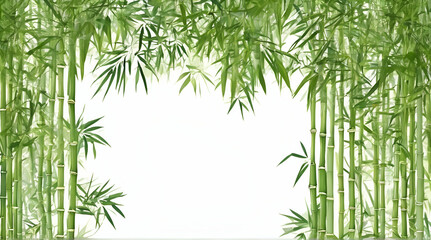 Green Bamboo with Leaves  generative ai 