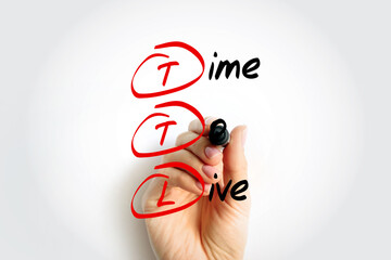 TTL - Time to Live is a mechanism which limits the lifespan or lifetime of data in a computer or network, acronym text concept with marker - 796517636