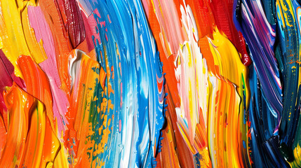 Bold brushstrokes of acrylic paint create a dramatic background of abstract color, each stroke a testament to the artist's passion and creativity.
