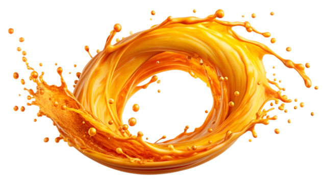 Liquid spiral splash orange juice