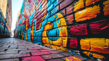Expression of urban culture through vibrant and colorful graffiti covering a large wall.