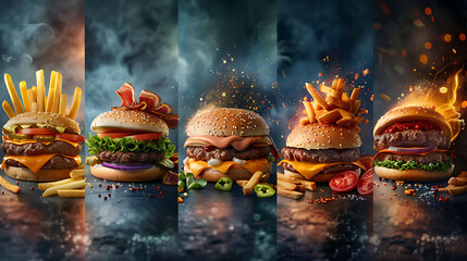 collage of fast food products