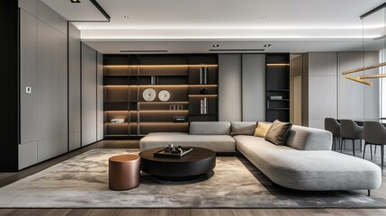 A Modern Minimalist Living Room With Aesthetically Pleasing Furnishings.
