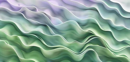 Obraz premium Mystical pixel waves in soft greens and purples, evoking an enchanted digital forest.