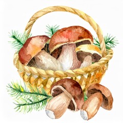 Koszyk grzybów ilustracja - obrazy, fototapety, plakaty