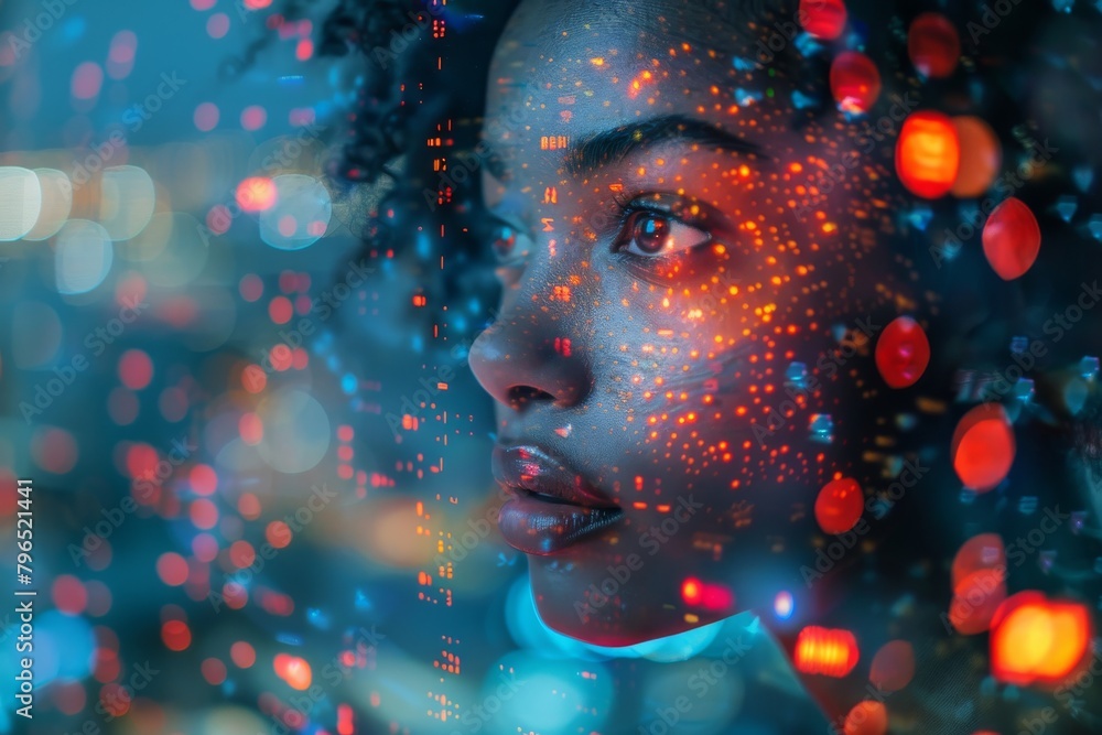 Poster this image showcases a mesmerizing display of out-of-focus lights that create a beautiful bokeh effe
