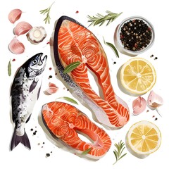 salmon with lemon and herbs Generative AI