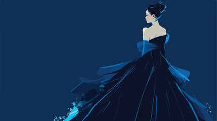 Woman in a blue gown Vector illustration. Vector style