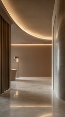 A Vertical Image Of A Modern Living Room With Sleek Light Lines And Minimalist Furnishing Aesthetic Design. 