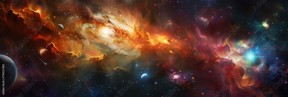 Aufkleber the image depicts a space scene with multiple planets and stars visible against the darkness of the 