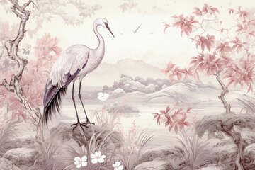 Crane animal bird waterfowl. - obrazy, fototapety, plakaty