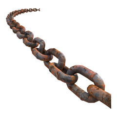 Fototapeta premium Rusted metal chain isolated on transparent background