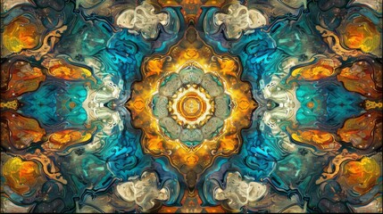 Psychedelic Abstract Artwork with Vibrant Symmetry