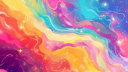 Colorful background with swirling clouds and twinkling stars