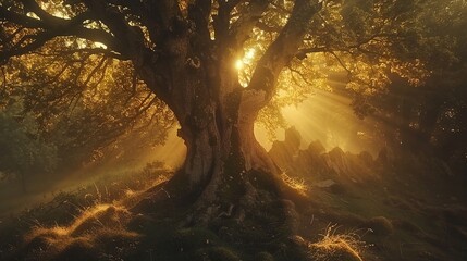 forest in the morning light, majestic
