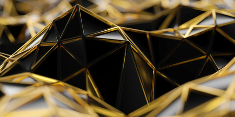 Futuristic surface of modern golden black triangles