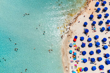 Overhead view of famous Nissi Beach in Ayia Napa. Famagusta District, Cyprus