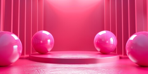 A pink room with pink walls and pink balls