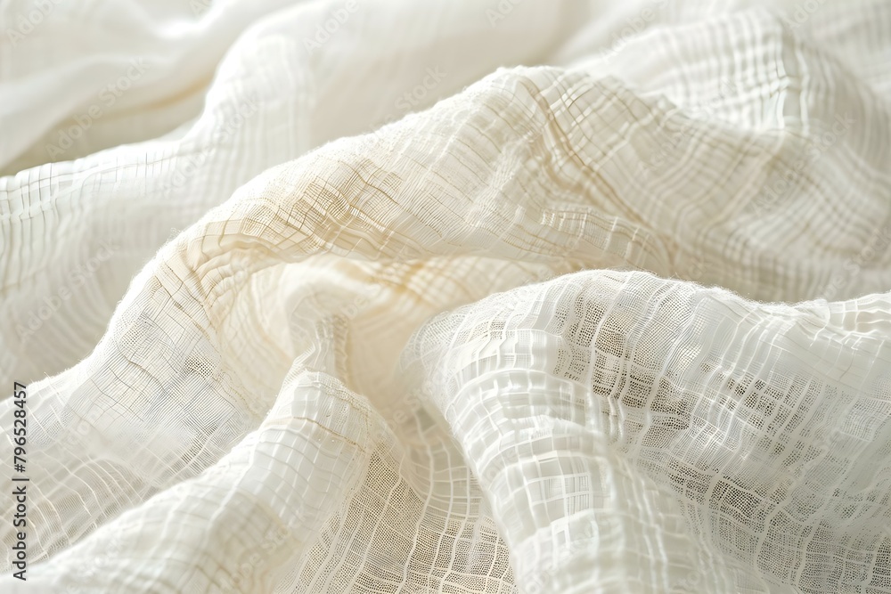 Aufkleber rough texture white linen fabric with natural abstract pattern for closeup view. concept fabric text