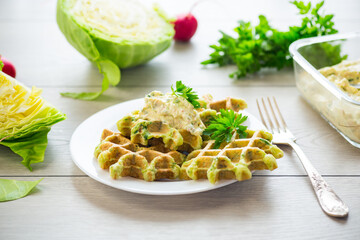 vegetable cabbage waffles fried with herbs