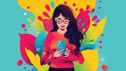 Obraz na płótnie Canvas Woman with smartphone. Concept illustration texting 