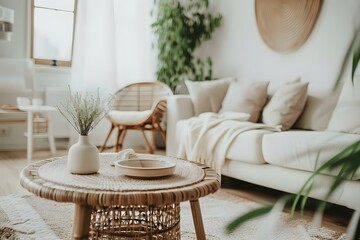 Fototapeta premium Modern Design Mockup for an Inviting Living Room. Concept Interior Design, Modern Style, Mockup, Living Room, Inviting Atmosphere