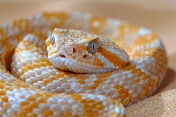Fototapeta premium Sidewinder Rattlesnake: Moving across desert sand with characteristic sidewinding motion, showing adaptation
