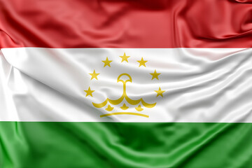 Ruffled Flag of Tajikistan. 3D Rendering - 796529618