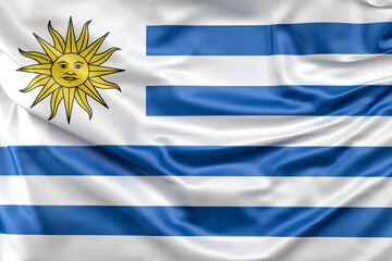 Ruffled Flag of Uruguay. 3D Rendering - 796529664