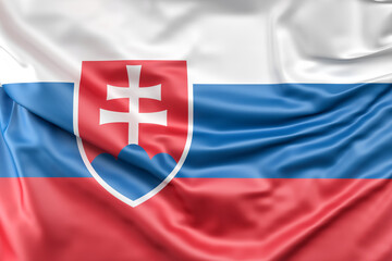Ruffled Flag of Slovakia. 3D Rendering - 796529813