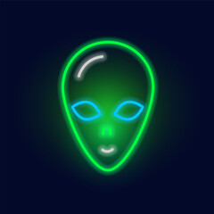 Fashion alien neon sign. Night bright signboard, Glowing light. Summer logo, emblem for Club or bar concept
