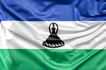 Ruffled Flag of Lesotho. 3D Rendering - 796530255