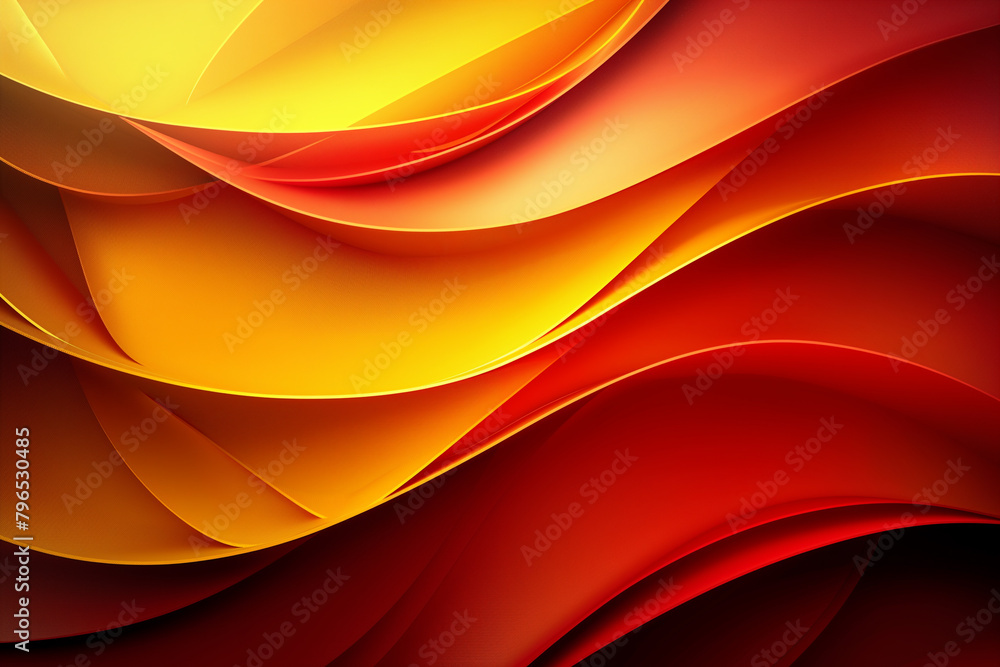 Wall mural geometry overlaps with an abstract modern background template in red and yellow colours